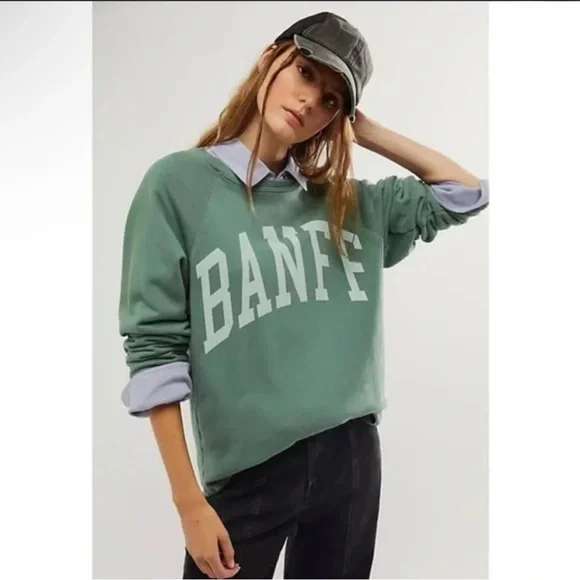 EUC Free People FP Retrobrand Los Angeles Banff Sweatshirt green - medium - Picture 1 of 10
